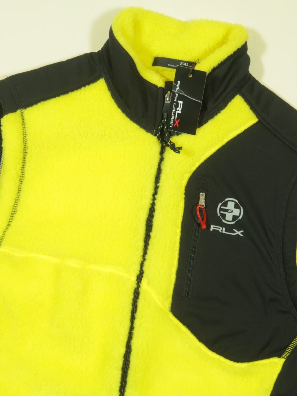 RLX Expedition Sherpa Fleece Vest Mens L Yellow Black Zip Performance New